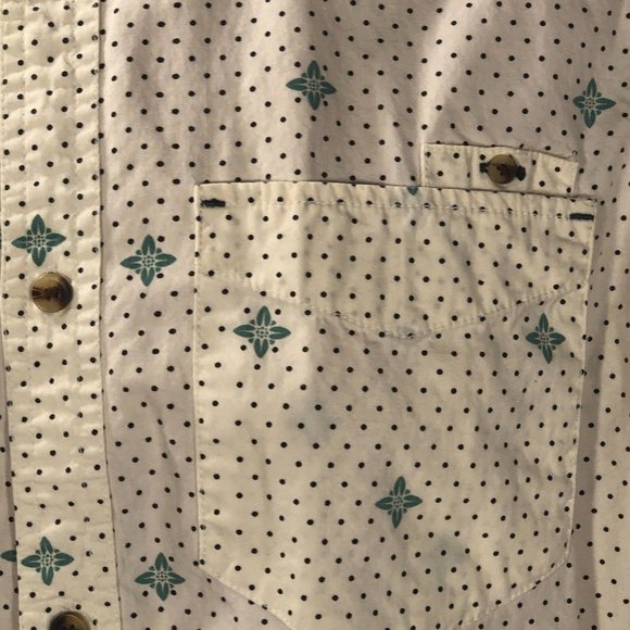 Nuco LA brand Los Angeles polka dot green mod pattern dress shirt Mens Medium M - Picture 2 of 7